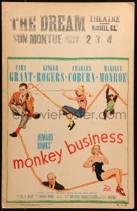 5w0509 MONKEY BUSINESS WC 1952 Cary Grant, Ginger Rogers, sexy Marilyn Monroe, Charles Coburn