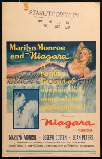 5w0514 NIAGARA WC 1953 classic art of giant sexy Marilyn Monroe on famous waterfall + added image!