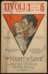 5w0515 NIGHT OF LOVE WC 1927 stone litho of gypsy Ronald Colman & pretty Duchess Vilma Banky!