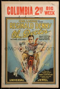 5w0520 OH DOCTOR WC 1925 great art of hypochondriac Reginald Denny going really fast on motorcycle!