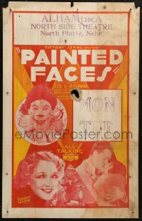 5w0530 PAINTED FACES WC 1929 circus clown Joe E. Brown is jury hold out in girl's murder trial!