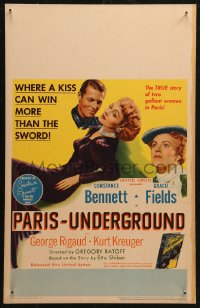 5w0532 PARIS-UNDERGROUND WC 1945 Constance Bennett, Gracie Fields, a kiss wins more than the sword!