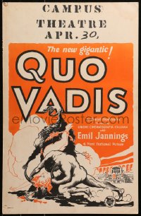 5w0547 QUO VADIS WC 1924 great artwork of naked man saving sexy woman tied to back of bull, rare!