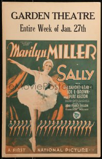 5w0562 SALLY WC 1929 great art of ballerina Marilynn Miller & sexy dancers kicking a leg up, rare!