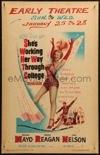 5w0573 SHE'S WORKING HER WAY THROUGH COLLEGE WC 1952 sexy full-length Virginia Mayo, Ronald Reagan