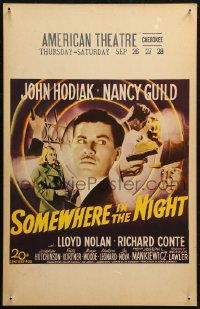 5w0582 SOMEWHERE IN THE NIGHT WC 1946 John Hodiak, Nancy Guild, cool film noir montage!