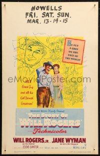 5w0590 STORY OF WILL ROGERS WC 1952 Will Rogers Jr. as his father, Jane Wyman, cool art!