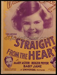 5w0592 STRAIGHT FROM THE HEART WC 1935 Juanita Quigley as Baby Jane, Mary Astor, ultra rare!