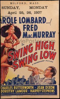5w0600 SWING HIGH SWING LOW WC 1937 art of sexy Dorothy Lamour & Fred MacMurray w/trumpet, rare!