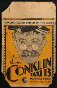 5w0604 TAXI 13 WC 1928 close up art of cab driver Chester Conklin, in the howling laugh smash!