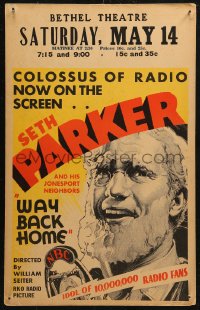 5w0632 WAY BACK HOME WC 1932 Seth Parker, colossus of NBC radio now on the screen, but no Bette Davis