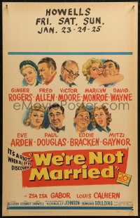 5w0634 WE'RE NOT MARRIED WC 1952 artwork of Ginger Rogers, young Marilyn Monroe & 7 others!