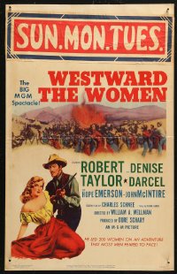 5w0637 WESTWARD THE WOMEN WC 1951 art of Robert Taylor & sexy mail-order bride Denise Darcel!