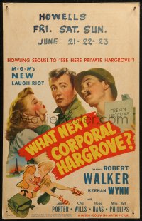 5w0639 WHAT NEXT, CORPORAL HARGROVE? WC 1945 Al Hirschfeld art of Robert Walker & Jean Porter!