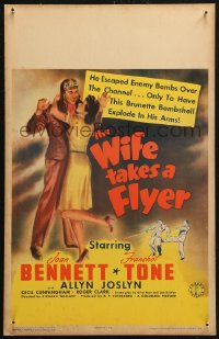 5w0641 WIFE TAKES A FLYER WC 1942 brunette bombshell Joan Bennett loves pilot Franchot Tone!