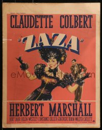 5w0654 ZAZA WC 1939 great art of sexy singer Claudette Colbert & Herbert Marshall, ultra rare!