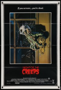 5x0391 NIGHT OF THE CREEPS Aust 1sh 1986 Bob Larkin art of zombie hand smashing through door window