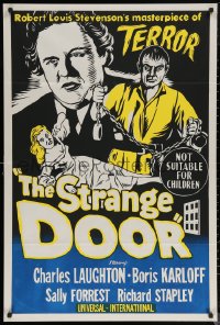 5x0408 STRANGE DOOR Aust 1sh 1952 Charles Laughton, Sally Forrest, Boris Karloff!