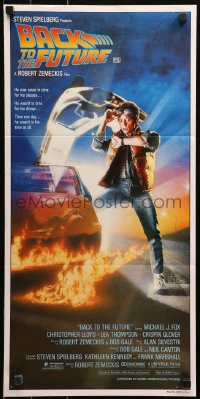 5x0437 BACK TO THE FUTURE Aust daybill 1985 art of Michael J. Fox & Delorean by Drew Struzan!