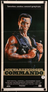 5x0463 COMMANDO Aust daybill 1985 Arnold Schwarzenegger is going to make someone pay!