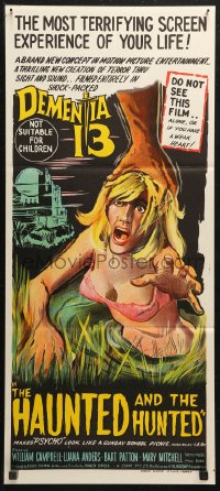 5x0477 DEMENTIA 13 Aust daybill 1963 Coppola, The Haunted & the Hunted, horror art!