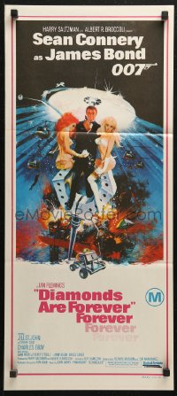 5x0478 DIAMONDS ARE FOREVER Aust daybill 1971 art of Connery as James Bond by Robert McGinnis!