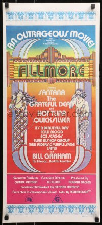 5x0496 FILLMORE Aust daybill 1972 Grateful Dead, Santana, rock & roll concert, cool Byrd art!