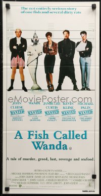 5x0498 FISH CALLED WANDA Aust daybill 1988 John Cleese, Curtis, Kline & Palin in police line up!