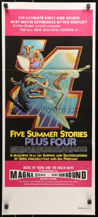 5x0502 FIVE SUMMER STORIES PLUS FOUR Aust daybill 1976 really cool surfing artwork by Rick Griffin!