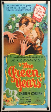 5x0516 GREEN YEARS Aust daybill 1946 artwork of Tom Drake & Beverly Tyler, from A.J. Cronin novel!