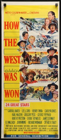 5x0534 HOW THE WEST WAS WON Aust daybill 1964 John Ford, Debbie Reynolds, Gregory Peck!