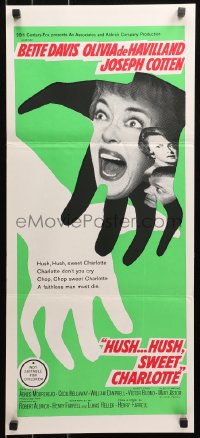 5x0539 HUSH...HUSH, SWEET CHARLOTTE Aust daybill 1965 Bette Davis, Olivia de Havilland, Aldrich!