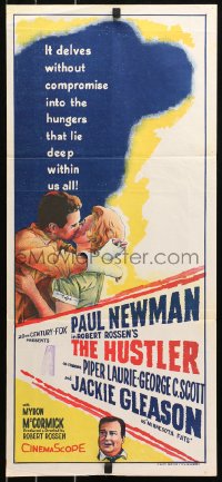 5x0540 HUSTLER Aust daybill 1962 pool pros Paul Newman & Jackie Gleason, Piper Laurie, different!