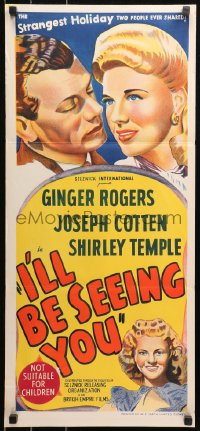 5x0542 I'LL BE SEEING YOU Aust daybill R1948 Ginger Rogers, Joseph Cotten & Shirley Temple!