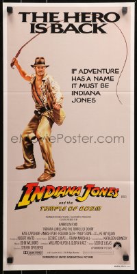 5x0544 INDIANA JONES & THE TEMPLE OF DOOM Aust daybill 1984 art of Harrison Ford, the hero is back!