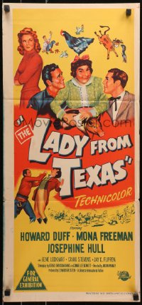 5x0558 LADY FROM TEXAS Aust daybill 1951 Howard Duff, Mona Freeman, Josephine Hull