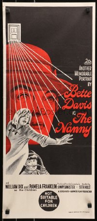 5x0581 NANNY Aust daybill 1965 creepy Bette Davis, Hammer horror, different art!