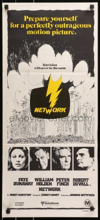 5x0582 NETWORK Aust daybill 1976 written by Paddy Cheyefsky, William Holden, Sidney Lumet classic!