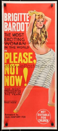 5x0591 ONLY FOR LOVE Aust daybill 1963 sexy full-length Brigitte Bardot, Vadim's Please, Not Now!
