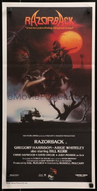 5x0614 RAZORBACK Aust daybill 1984 Australian horror, cool artwork by Brian Clinton!