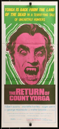 5x0616 RETURN OF COUNT YORGA Aust daybill 1971 Robert Quarry, AIP vampires, wild monster art!