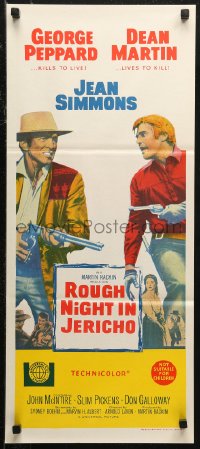 5x0622 ROUGH NIGHT IN JERICHO Aust daybill 1967 Dean Martin & George Peppard with guns drawn!