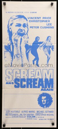 5x0629 SCREAM & SCREAM AGAIN Aust daybill 1970 Vincent Price, different horror images!