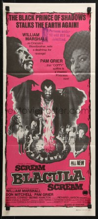 5x0630 SCREAM BLACULA SCREAM Aust daybill 1973 image of black vampire William Marshall & Pam Grier!