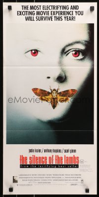 5x0635 SILENCE OF THE LAMBS Aust daybill 1991 Anthony Hopkins, great image of Jodie Foster w/moth!