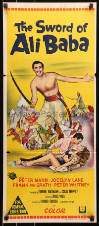 5x0648 SWORD OF ALI BABA Aust daybill 1965 art of barechested Peter Mann, fantasy!