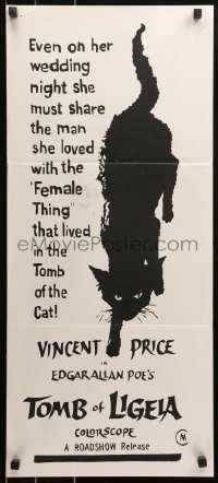 5x0662 TOMB OF LIGEIA Aust daybill R1970s Vincent Price, Roger Corman, Edgar Allan Poe, cool cat!