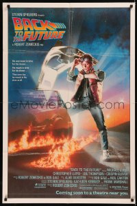5x0759 BACK TO THE FUTURE advance 1sh 1985 art of Michael J. Fox & Delorean by Drew Struzan!
