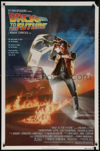 5x0760 BACK TO THE FUTURE NSS style 1sh 1985 art of Michael J. Fox & Delorean by Drew Struzan!