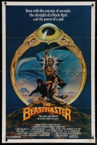 5x0767 BEASTMASTER 1sh 1982 Taylor art of bare-chested Marc Singer & sexy Tanya Roberts!